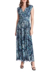 Maggy London Metallic Floral Maxi Dress