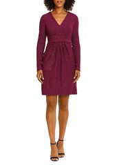 Maggy London Metallic Long Sleeve Ruched Dress in Fuchsia at Nordstrom Rack