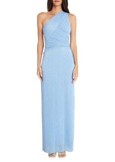 Maggy London Metallic One-Shoulder Gown