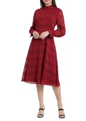 Maggy London Mock Neck Long Sleeve Midi Dress in Winterberry at Nordstrom