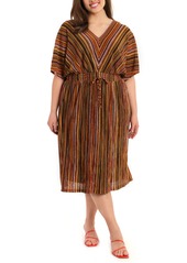 Maggy London Multistripe Midi Dress (Plus Size)