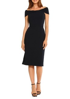 Maggy London Off the Shoulder Sheath Cocktail Dress