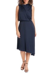 Maggy London Pleated Blouson Asymmetric Dress