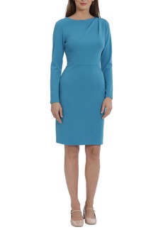 Maggy London Pleated Long Sleeve Shift Dress in Mosiac Blue at Nordstrom Rack