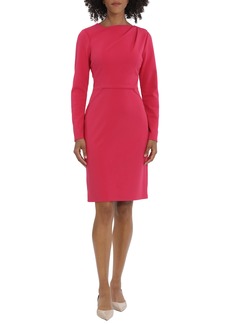 Maggy London Pleated Long Sleeve Shift Dress in Jazzy Pink at Nordstrom Rack