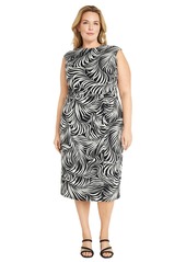 Maggy London Plus Size Printed Midi Dress - Black/Soft White