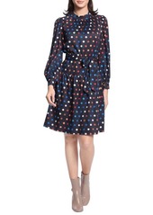 Maggy London Polka Dot Long Sleeve Dress in Navy/Rust at Nordstrom