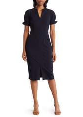 Maggy London Puff Sleeve Midi Dress in Black at Nordstrom Rack