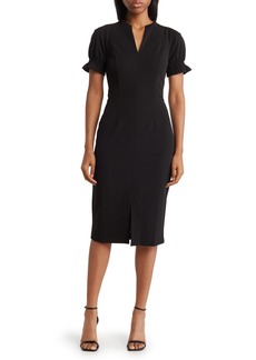 Maggy London Puff Sleeve Midi Dress in Black at Nordstrom Rack