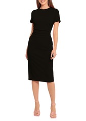 Maggy London Ruched Short Sleeve Midi Dress in Black at Nordstrom Rack