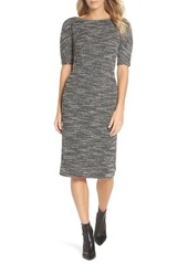 Maggy London Textured Arc Sheath Dress in Black/Soft White at Nordstrom