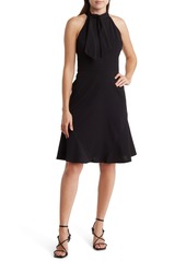 Maggy London Tie Neck Sleeveless Fit & Flare Dress in Black at Nordstrom Rack