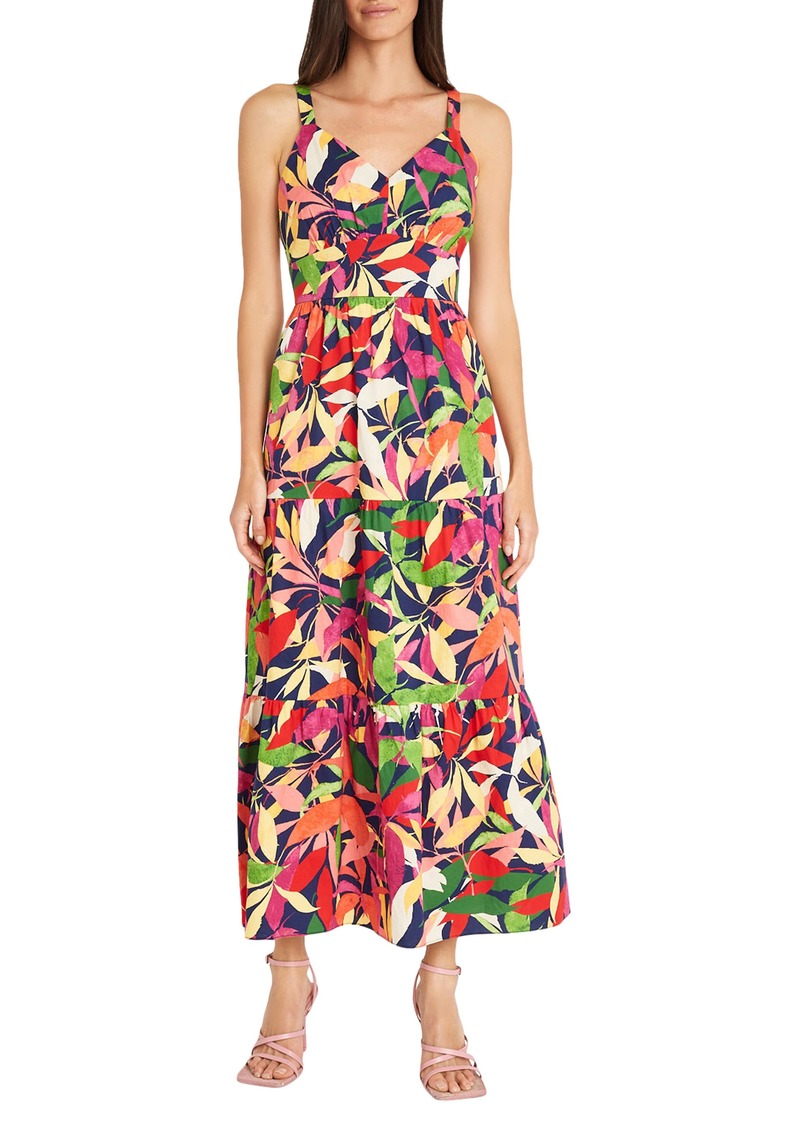 Maggy London Tiered Maxi Dress in Navy/French Fuschia at Nordstrom Rack