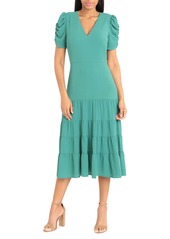 Maggy London Tiered Midi Dress in Fir at Nordstrom