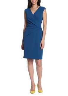 Maggy London V-Neck Faux Wrap Dress in Deep Blue at Nordstrom
