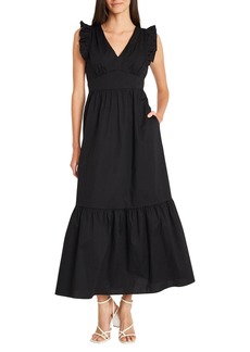 Maggy London V-Neck Sleeveless Solid Maxi Dress in Black at Nordstrom Rack