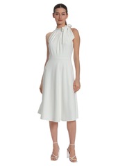 Maggy London Women's A-Line Dress with Pleat Tuck and Bow Details at Halter Neck