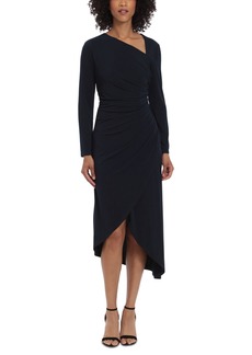 Maggy London Women's Asymmetric Side-Ruched Jersey Dress - Midnight Blue