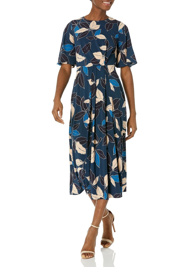 Maggy London Women's Bell Sleeve Draped MIDI Dress