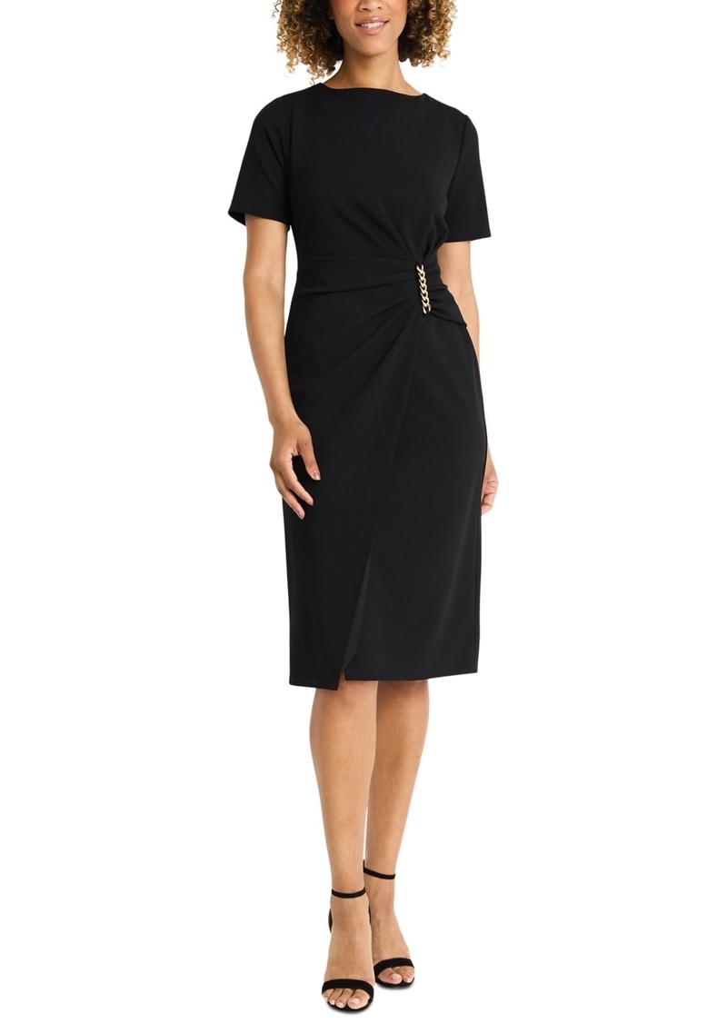 Maggy London Women's Chain-Trim Short-Sleeve Dress - Black