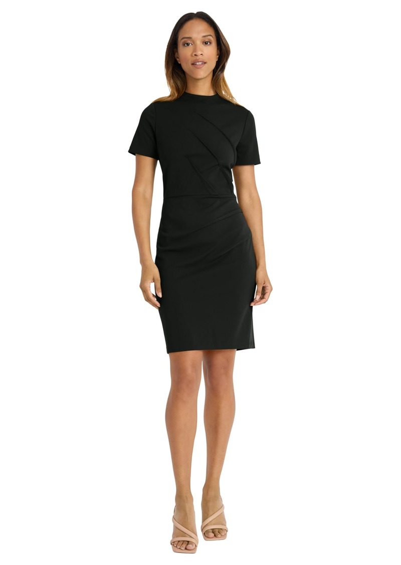 Maggy London Women's Dart Detail Short Sleeve Sheath Dress