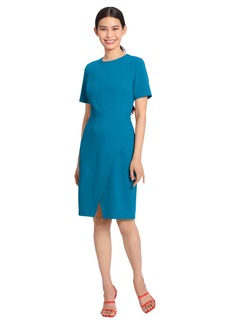 Maggy London Women's Dresses Sophisticated Crew Neck Sheath with Overlap Notch Hem Detail Career Workwear Desk to Dinner