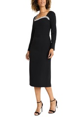 Maggy London Women's Embellished Long Sleeve Sheath Dress - Black