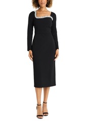 Maggy London Women's Embellished Long Sleeve Sheath Dress - Black