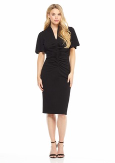 Maggy London Women's Evening Crepe Solid Cocktail Sheath with Short Sleeve