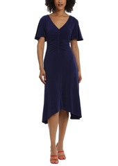 Maggy London Women's Handkerchief-Hem Flutter-Sleeve Dress - Midnight