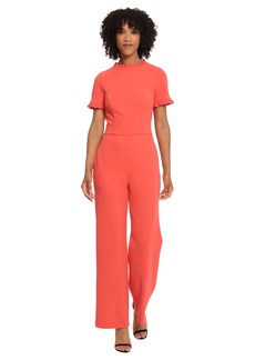 Maggy London Women's High Neck Jumpsuit Workwear Office Occasion Event Guest of SC Ruffle-Cayenne Coral