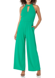 Maggy London Women's High Neck Jumpsuit Workwear Office Occasion Event Guest of Sleeveless Keyhole-Green
