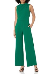 Maggy London Women's High Neck Pleat Tuck Detail Jumpsuit Career Office Workwear Desk to Dinner Event Guest of