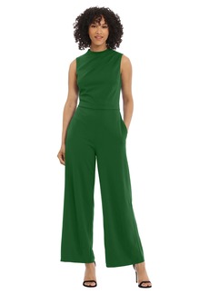 Maggy London Women's High Neck Pleat Tuck Detail Jumpsuit Career Office Workwear Desk to Dinner Event Guest of