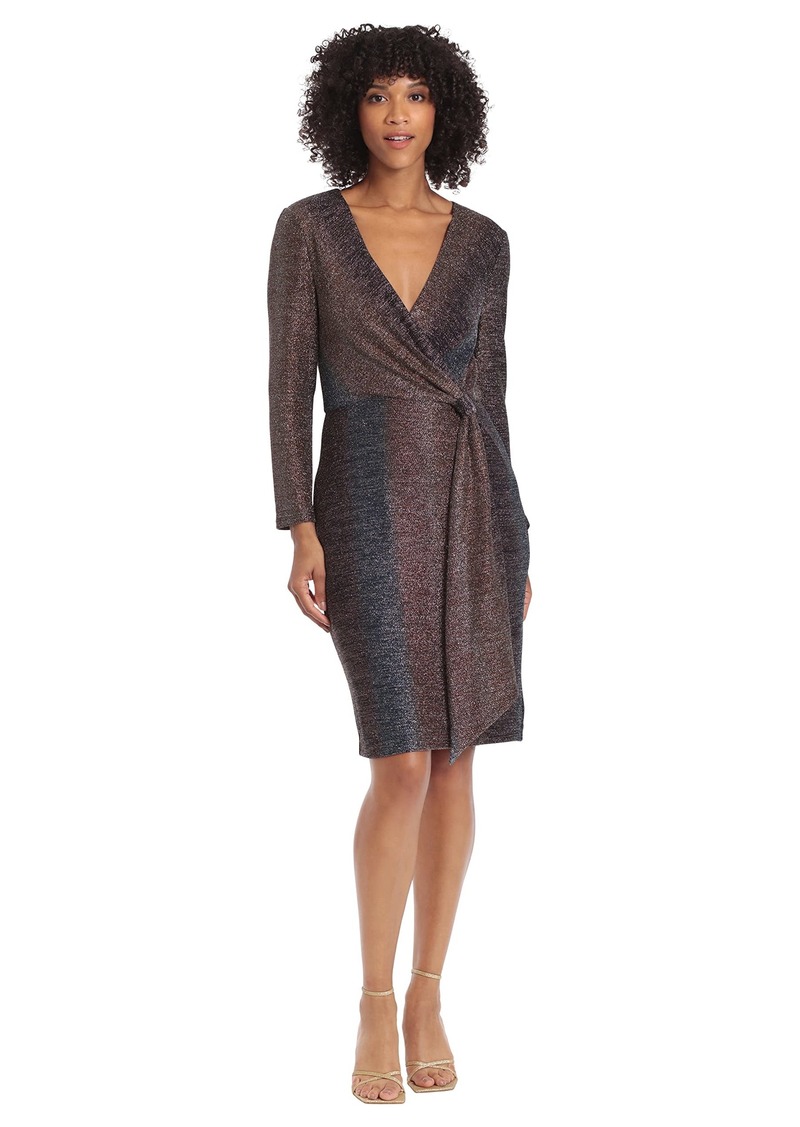 Maggy London Women's Holiday Foil Glitter Shimmer Metallic Dress Occasion Party Guest of