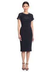 Maggy London Women's Illusion Dress Occasion Event Party Holiday Cocktail Bead Trim-Twilight Navy