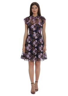 Maggy London Women's Illusion Dress Occasion Event Party Holiday Cocktail Bloom-Purple Multi