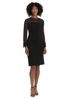 Maggy London Women's Illusion Dress Occasion Event Party Holiday Cocktail Strt Neck-Black