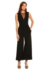 Maggy London Women's Illusion Jumpsuit Occasion Event Party Guest of Wedding Sleeveless-Black