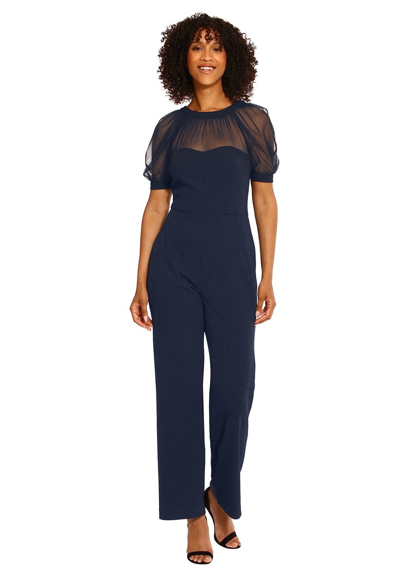 Maggy London Women's Illusion Jumpsuit Occasion Event Party Guest of Wedding Strt Leg-Twilight Navy