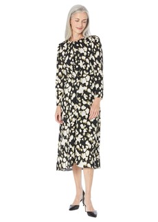 Maggy London Women's Long Sleeve Center Front Waist Ruched Midi Dress