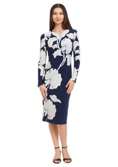 Maggy London Women's Long Sleeve Floral Printed Sheath