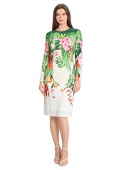 Maggy London Women's Long Sleeve Floral Printed Sheath