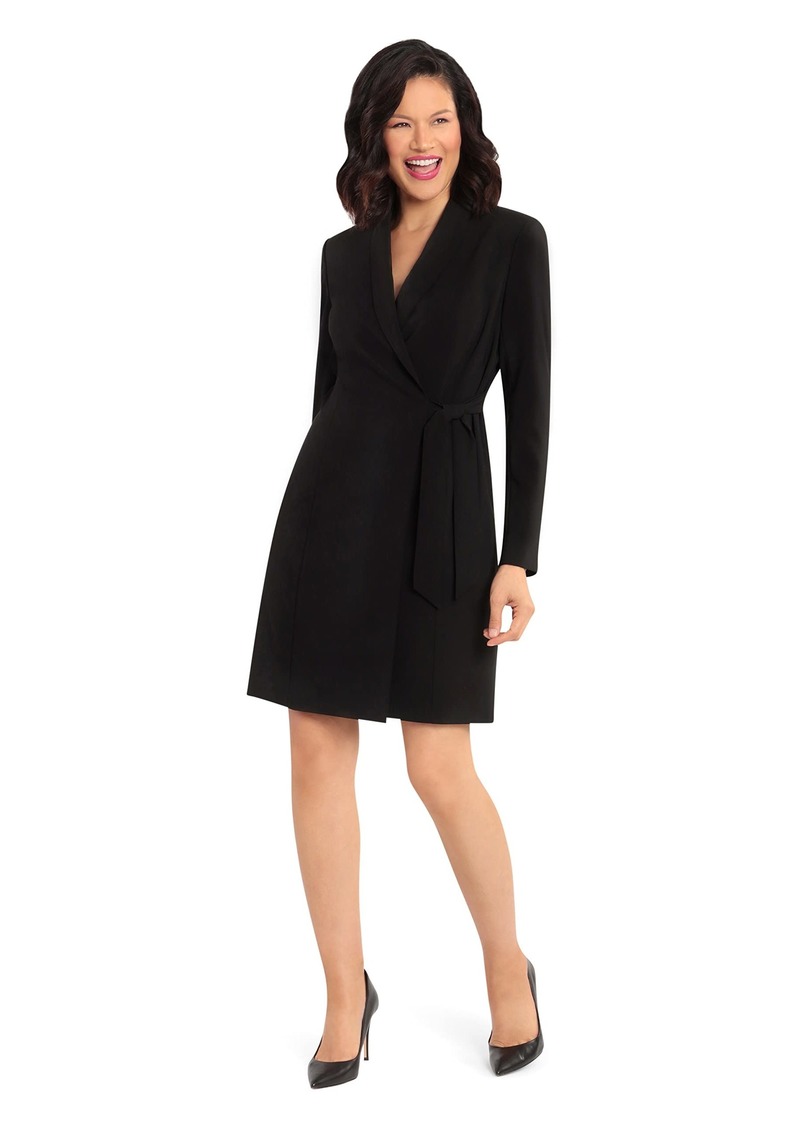 Maggy London Women's Long Sleeve Wrap Tie Blazer Dress