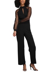 Maggy London Women's Mock Neck Chiffon-Sleeve Jumpsuit - Black