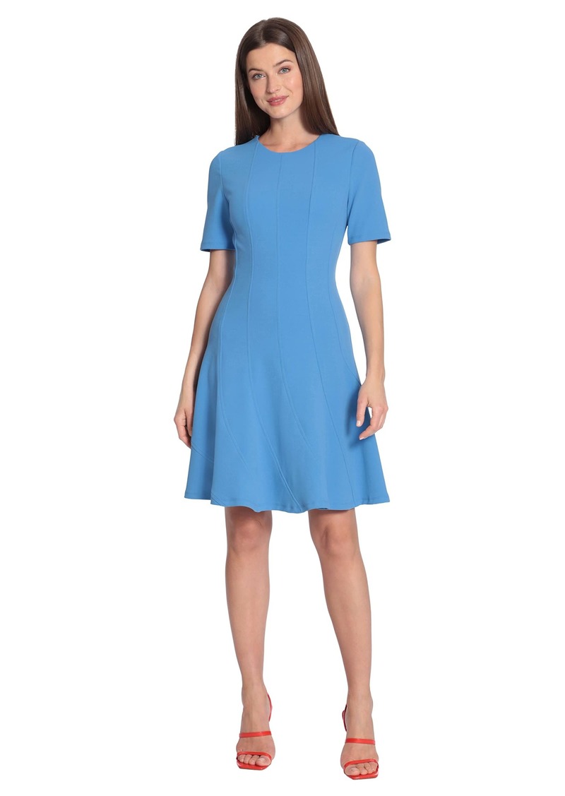 Maggy London Women's Petite Short Sleeve Fit and Flare Scuba Crepe Dress  4