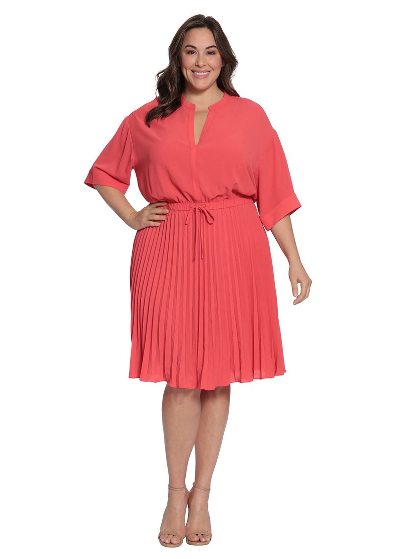 Maggy London Women's Plus Size Short Sleeve Dress with Pleated Skirt  14W