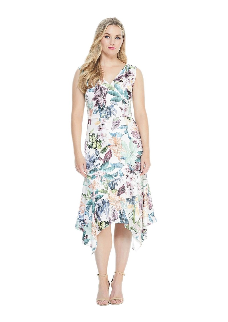 Maggy London Women's Printed Charmeuse Cocktail Fit and Flare Dress