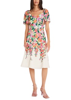 Maggy London Women's Printed Sweetheart-Neck Fit & Flare Dress - Ivory/Mango