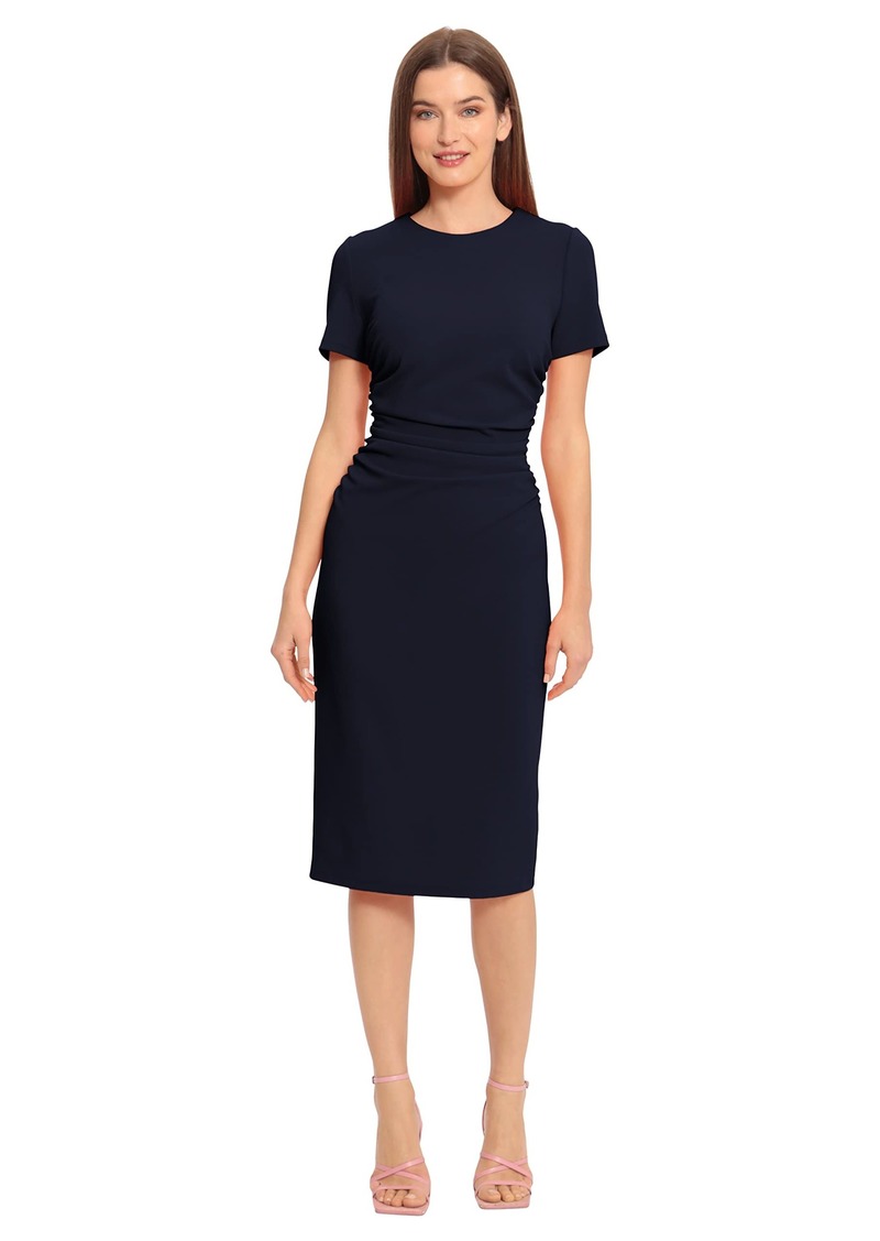 Maggy London Women's Ruched Waist Crepe Sheath Dress Workwear Office Occasion Event Guest of